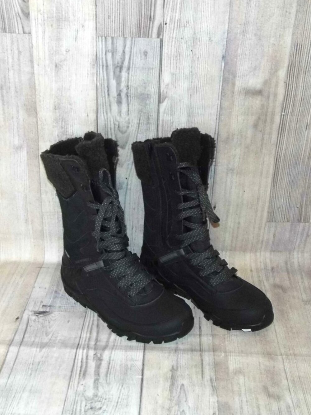 MERRELL Aurora Tall Ice Black Side Zip Boots Womens Size 9 Worn Once!